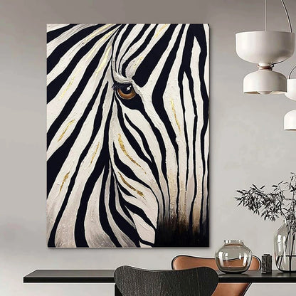 Zebra with Golden Accents - Wildlife Painting On Canvas DKH1446
