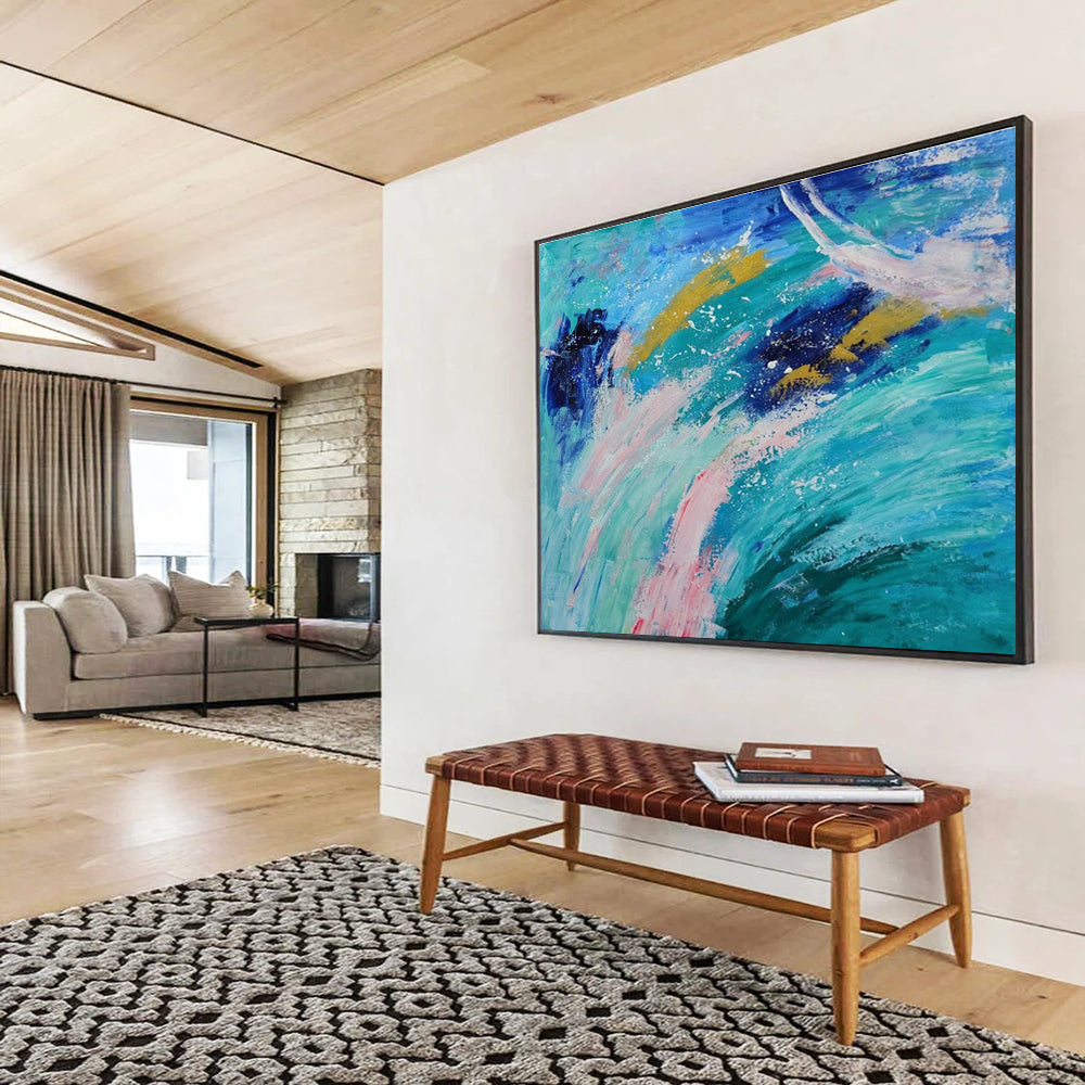 Colorful Ocean Waves Abstract Painting On Canvas DKH654