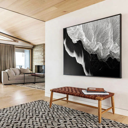 “Black - White Ocean Wave Abstraction” Abstract Seascape Painting On Canvas DLZ075