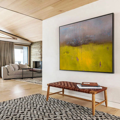 “Yellow Field Abstract Landscape” Abstract Post - Impressionist Painting On Canvas DKH379