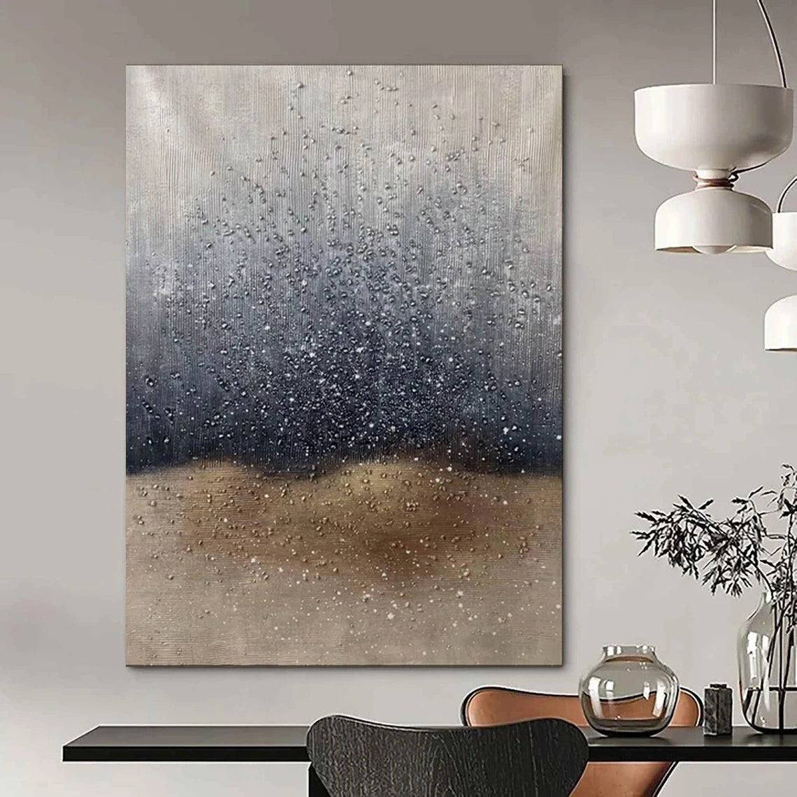 “Gilded Grays and Reflections - Abstract Landscape” - Acrylic Abstract Art CT1969
