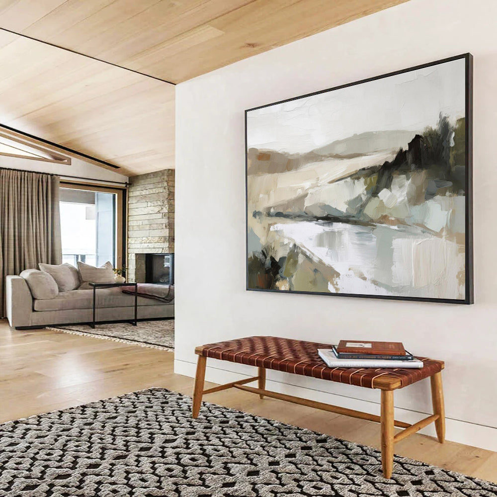 Muted Landscape Soft Tones Abstract Terrain Painting On Canvas DKH238