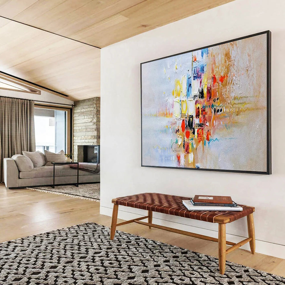 Colorful Abstract Cityscape - Textured Urban Painting On Canvas DLZ180