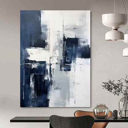 “Blue - Gray Geometric Abstraction” - Minimalist Abstract Painting On Canvas DTP128