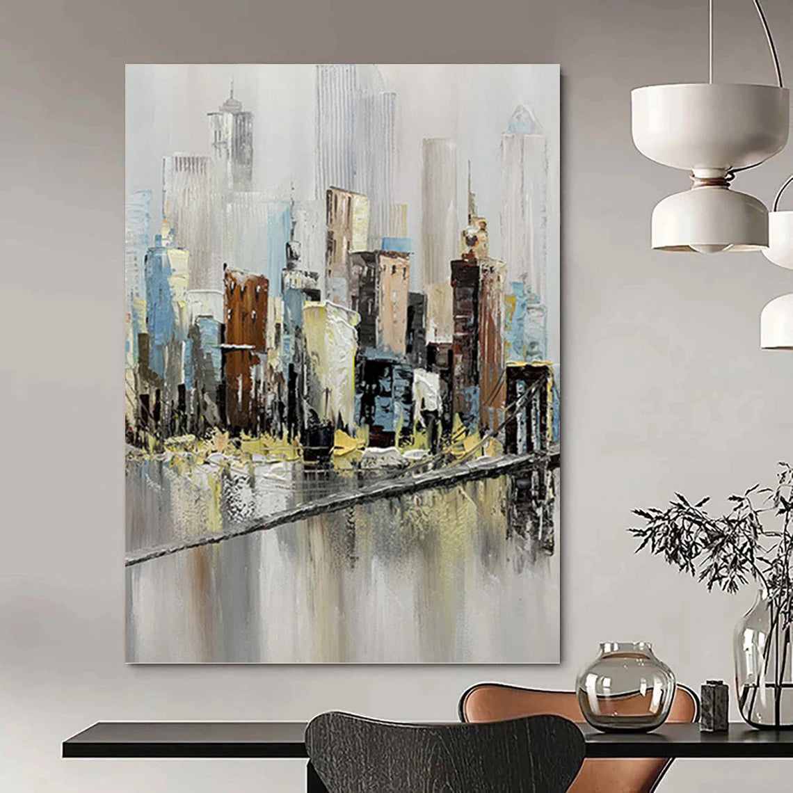 Impressionistic Cityscape - Cityscape Painting On Canvas DKH1451