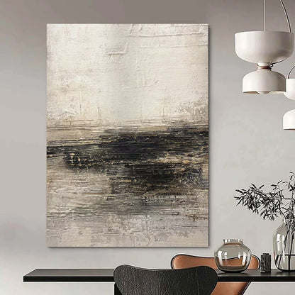 “Light Gray - Black Textured Horizons” – Abstract Textured Art CT0986