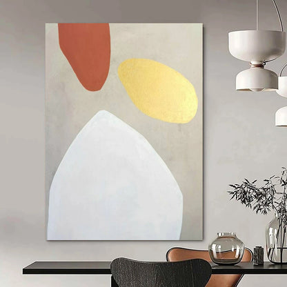 “Terracotta - Gold - White Organic Shapes” – Abstract Organic Shape Art CT0996