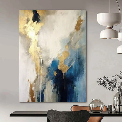 Blue - Gold Nebula - Abstract Fluid Oil Painting CT1240