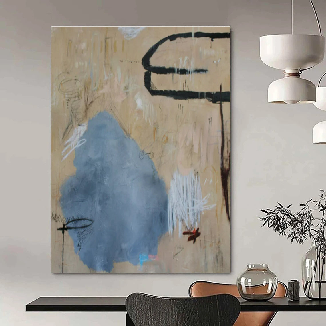 Beige - Toned Abstract Marks - Abstract Expressionist Acrylic Painting CT1414