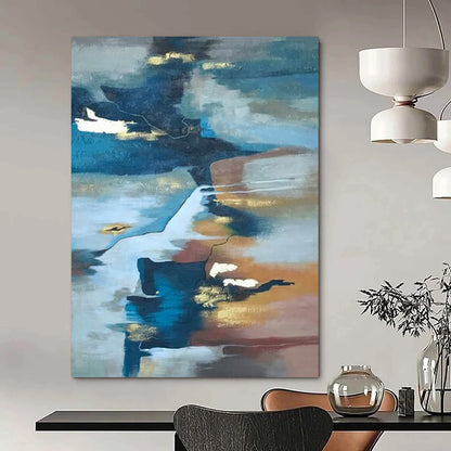 “Blue, Brown, Gold Flowing Realm” – Color - Blended Abstract Art CT1006