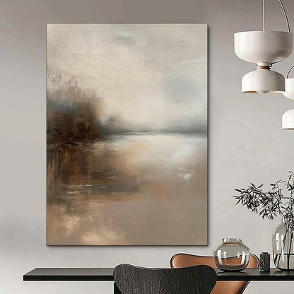 “Muted Mist: Lake at Dusk” - Abstract Landscape Oil on Canvas CT1874