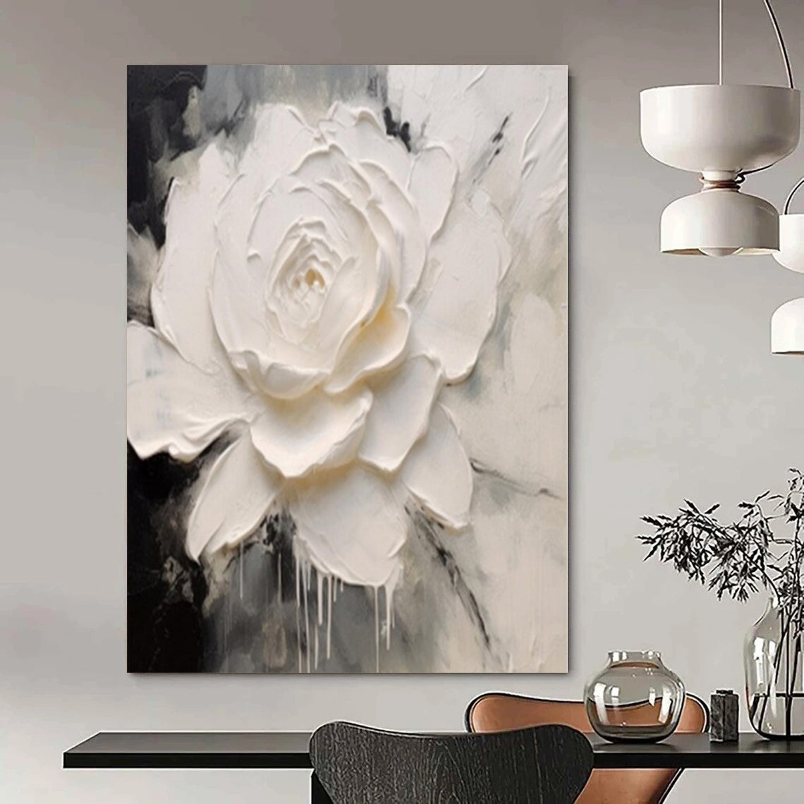 “White Flower Impasto” – Impasto Flower Painting CT1202
