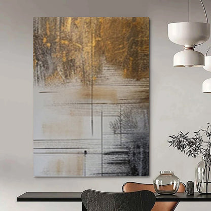 “Brown, Gold & Black Line - Mixed Abstract” Painting On Canvas DKH0980
