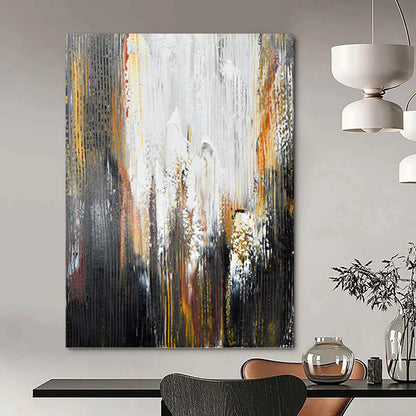 “Black - Gray - Gold Dynamic Abstract” Painting On Canvas DKH1229