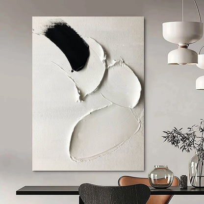 “Black & White Palette Knife” - Bold Minimalist Painting On Canvas DKH1665