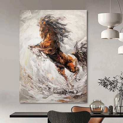 Dynamic Rearing Horse in Abstract Brushstrokes - Equine Painting On Canvas DKH1431