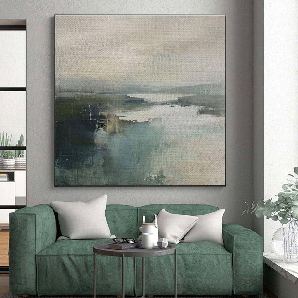 Muted Landscape - like Blurs, “Misty Morning Calm” - Abstract Landscape Oil Painting CT0740