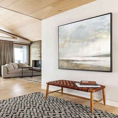 Textured Coastal Scene with Gold Hints Painting On Canvas DKH249