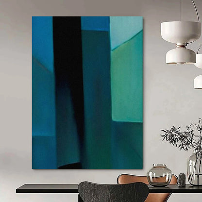 Blue - Toned Geometric Segments - Abstract Geometry - Focused Painting On Canvas CT2256