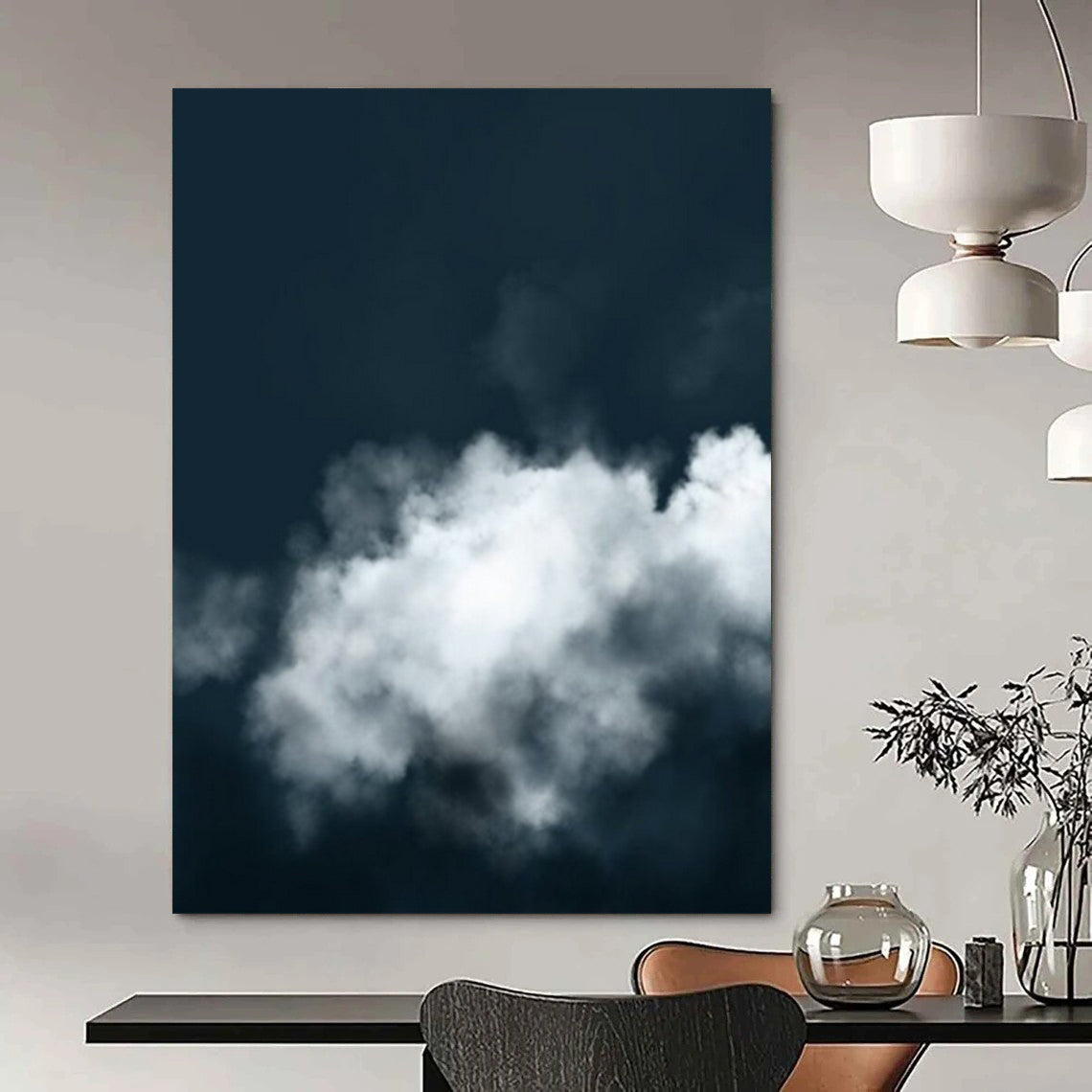 “Dark Sky & Clouds” - Dark Blue, White Photographic Art On Canvas DTP233