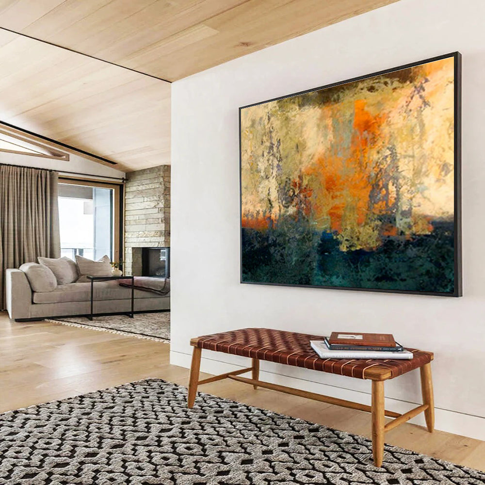 “Warm - Toned Abstract Composition” Abstract Fauvist - Inspired Painting On Canvas DKH378