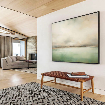 Soft - Toned Seascape “Calm Coastal Mist” Painting On Canvas DKH159