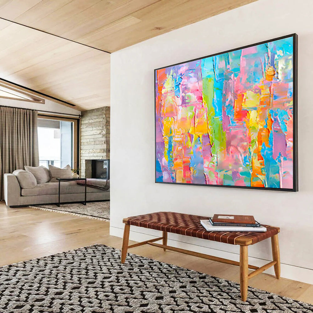 “Colorful Patchwork Abstract” Abstract Impasto Painting On Canvas DKH397