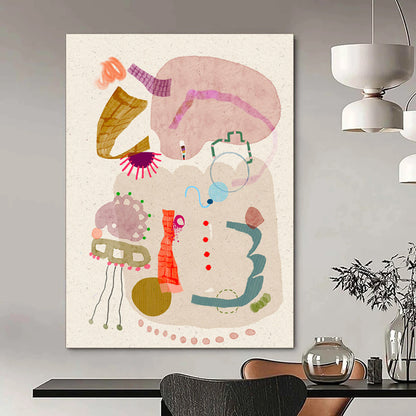 Pastel Shapes, Playful Forms - "Whimsy Assortment" - Mixed - media Abstract Art CT1845