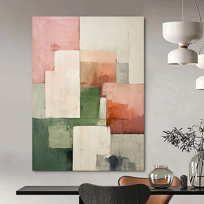 Pastel Geometric Collage - Minimalist Geometric Abstract Painting On Canvas CT2279