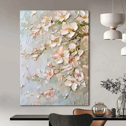 “Blush Blossom Textures” – Impasto Floral Oil Painting CT2073