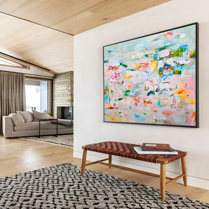 Whimsical Abstract Garden - Pastels and Playful Shapes Painting On Canvas DKH036