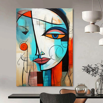 “Cubist Face” - Colorful Abstract Portrait Painting On Canvas CT2213