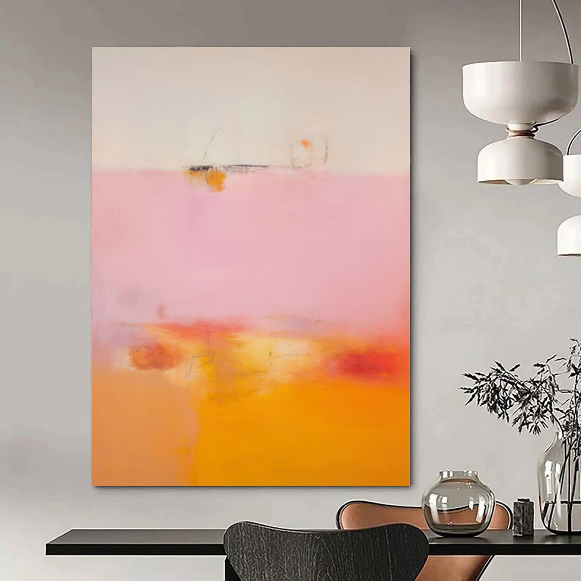 “Soft Pink - Orange Horizon” – Color Field Painting CT1175