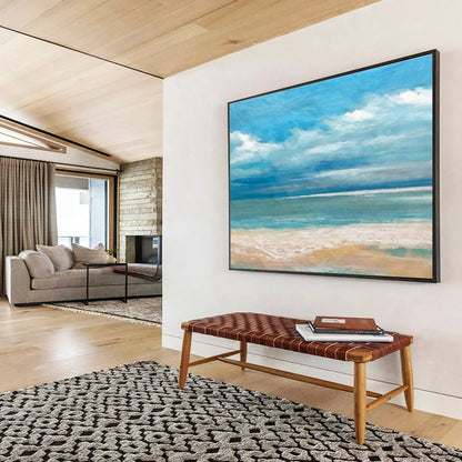Tranquil Beach Scene - Impressionistic Seascape Painting On Canvas DKH638