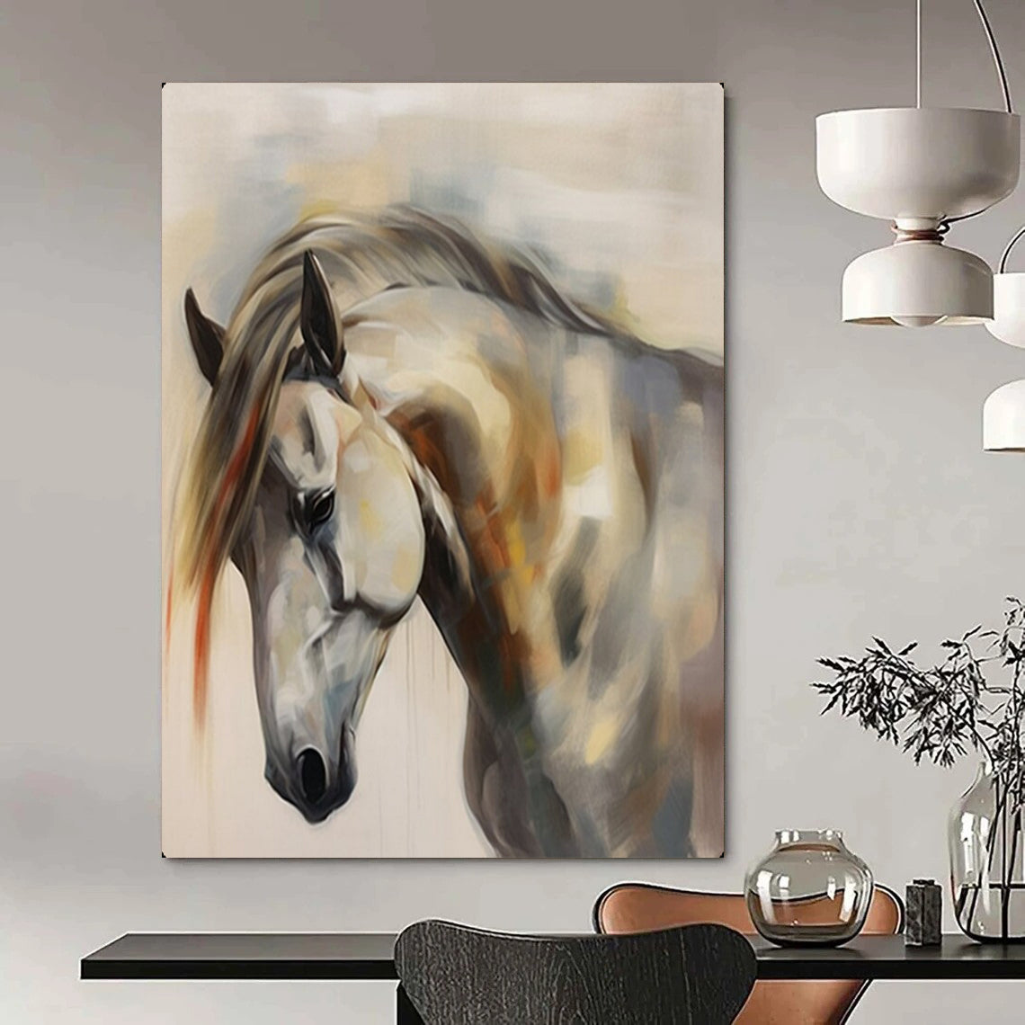 “Soft - Colored Horse Portrait” – Impressionistic Animal Oil Painting On Canvas CT2144