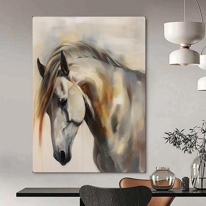 “Soft - Colored Horse Portrait” – Impressionistic Animal Oil Painting On Canvas CT2144