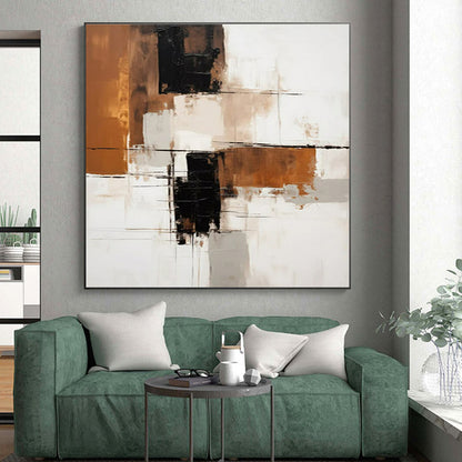“White - Black - Brown Abstract Blocks” ，Abstract Acrylic Painting CT0836