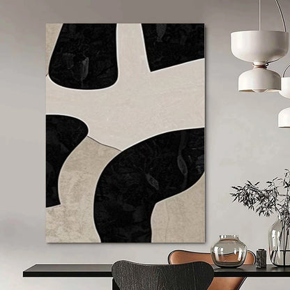“Black - Beige Geometric Puzzle” – Abstract Geometric Painting CT1099