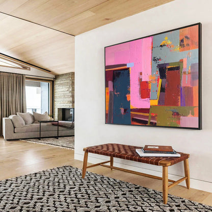 “Pink, Blue, Green Color - Field ‘Vibrant Harmony’” - Abstract Color - Field Painting On Canvas DLZ003