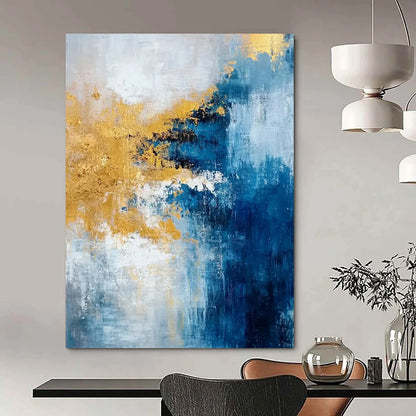 “Blue - Gold Abstract Fusion” - Abstract Expressionist Painting On Canvas DTP062