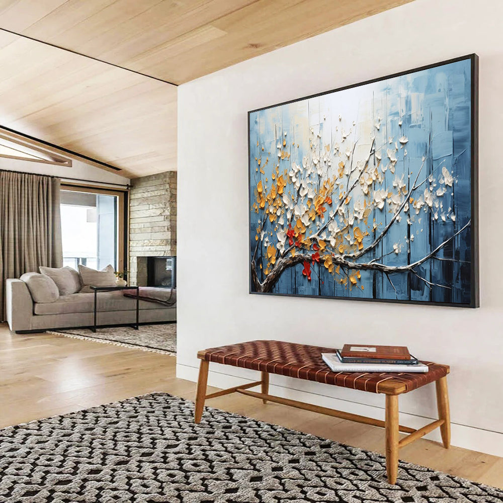 “Textured Blossom Branch” Botanical - inspired 3D - like Painting On Canvas DLZ160