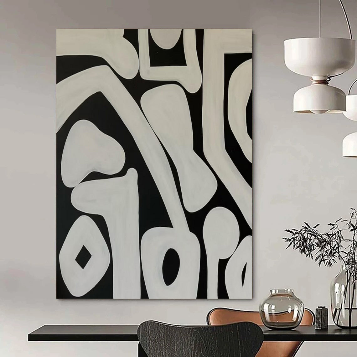 “Black - White Organic Forms” – Abstract Organic Art CT0989