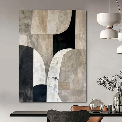 Monochrome Abstract Shapes with Subtle Tones - Abstract Painting On Canvas DKH1320