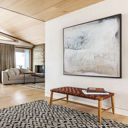 Monochrome Linear Abstract “Intricate Line Web” Painting On Canvas DKH081