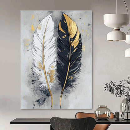 Gold - Accented Feathers - Abstract Nature Mixed - Media CT1262