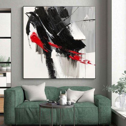 “Black - Red - Gray Bold Textures” ，Abstract Acrylic Painting CT0787
