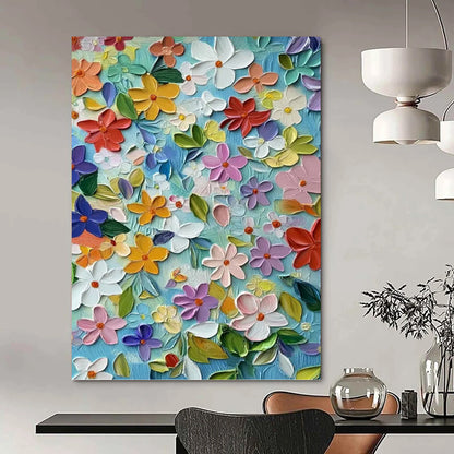 “3D Floral Burst” - Colorful 3D Flower Textured Painting On Canvas DKH1551