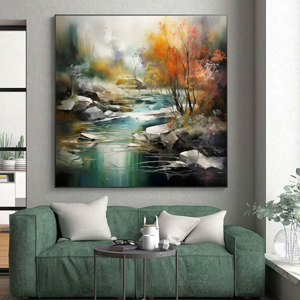 “Colorful Abstract Forest Stream” ，Abstract Landscape Painting CT0832