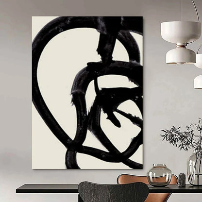 “Twisted Black Ink - Like Loops” - Abstract Painting On Canvas CT2317