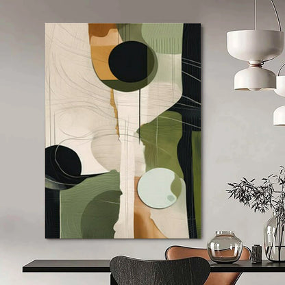Green - Geometric Circles & Lines - Abstract Bauhaus - Style Acrylic CT1276